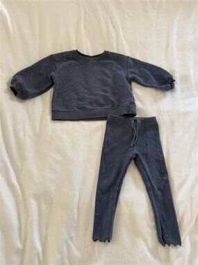 Zara Kids Navy Heart Sweatshirt Set 18-24m